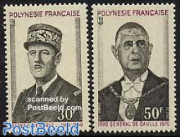 French Polynesia 1971 Charles De Gaulle 2v, Mint NH, History - Politicians - Unused Stamps