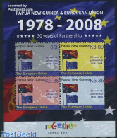 Papua New Guinea 2008 European Union 4v M/s, Mint NH, History - Europa Hang-on Issues - Flags - Europäischer Gedanke
