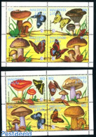 Maldives 1995 Mushrooms & Butterflies 8v (2 S/s), Mint NH, Nature - Butterflies - Mushrooms - Paddestoelen