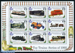 Sierra Leone 1992 Genova 92 9v M/s, Lionel Pensylvania RR GG-1 Elect, Mint NH, Transport - Various - Railways - Toys &.. - Trains