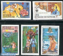 Central Africa 1979 Int. Year Of The Child 5v Imperforated, Mint NH, Nature - Various - Butterflies - Roses - Year Of .. - Cuentos, Fabulas Y Leyendas