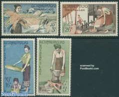 Laos 1957 Rice Culture 4v, Mint NH, Health - Various - Food & Drink - Agriculture - Alimentación