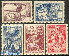Russia, Soviet Union 1938 Komsomol 5v, Unused (hinged), Science - Sport - Transport - Various - Mining - Parachuting -.. - Unused Stamps