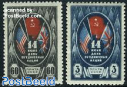 Russia, Soviet Union 1944 Allied Nations 2v, Mint NH, History - Flags - World War II - Nuevos