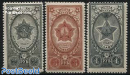 Russia, Soviet Union 1945 Decorations 3v, Mint NH, History - Decorations - Ongebruikt