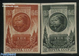 Russia, Soviet Union 1946 October Revolution 2v Imperforated, Mint NH, History - Politicians - Russian Revolution - Neufs