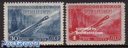 Russia, Soviet Union 1948 Artillery Day 2v, Unused (hinged), History - Militarism - Unused Stamps