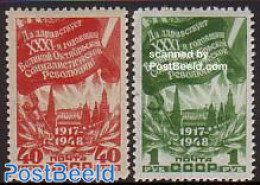 Russia, Soviet Union 1948 October Revolution 2v, Mint NH, History - Russian Revolution - Unused Stamps