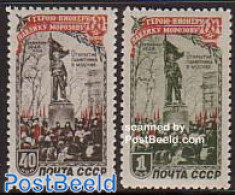 Russia, Soviet Union 1950 Morosov Memorial 2v, Unused (hinged), Art - Sculpture - Unused Stamps