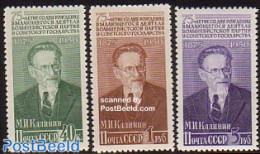 Russia, Soviet Union 1950 M.J. Kalinin 3v, Mint NH, History - Politicians - Nuevos
