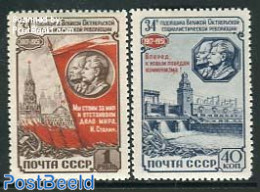 Russia, Soviet Union 1951 October Revolution 2v, Unused (hinged), History - Russian Revolution - Unused Stamps