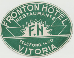Etiquette De Bagage  Label Valise Etiqueta  Fronton Hotel  Vitoria  (espagne) Dessin - Advertising