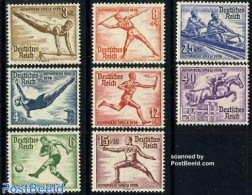 Germany, Empire 1936 Olympic Games 8v, Mint NH, Nature - Sport - Horses - Athletics - Fencing - Football - Kayaks & Ro.. - Nuevos