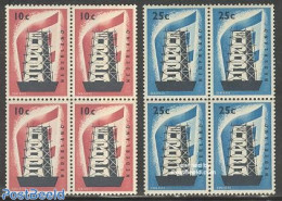 Netherlands 1956 Europa CEPT 2v, Blocks Of 4 [+], Mint NH, History - Europa (cept) - Ungebraucht