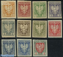 Poland 1919 Definitives, Coat Of Arms 11v (issued Without Gum), Unused (hinged), History - Coat Of Arms - Nuevos