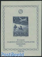 Poland 1954 Philatelic Association Imperforated S/s, Mint NH, Nature - Transport - Horses - Post - Coaches - Aircraft .. - Ongebruikt