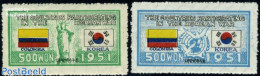 Korea, South 1951 UNO War Support, Colombia 2v, Mint NH, History - Nature - Flags - United Nations - Birds - Korea (Süd-)
