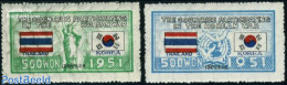 Korea, South 1951 UNO War Support, Thailand 2v, Mint NH, History - Nature - Flags - United Nations - Birds - Corea Del Sur