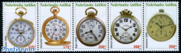 Netherlands Antilles 2010 Pocket Watches 5v [::::], Mint NH, Art - Clocks - Relojería