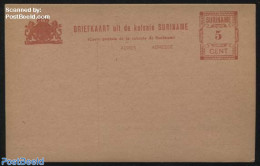 Suriname, Colony 1912 Postcard 5c Red, Unused Postal Stationary - Autres & Non Classés