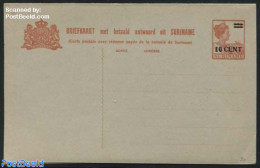 Suriname, Colony 1926 Postcard With Answer 10+10c @ 12.5+12.5c Orangered, Unused Postal Stationary - Autres & Non Classés