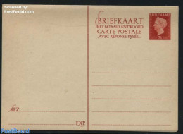 Suriname, Colony 1948 Postcard With Answer 7.5+7.5c Red, Unused Postal Stationary - Autres & Non Classés