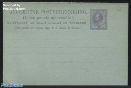Suriname, Colony 1882 Reply Paid Postcard 5/5c Purple, Unused Postal Stationary - Autres & Non Classés
