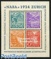 Switzerland 1934 NABA Stamp Exposition S/s, Mint NH, Transport - Railways - Ongebruikt