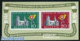 Switzerland 1955 Lausanne Stamp Exposition S/s, Unused (hinged), Religion - Churches, Temples, Mosques, Synagogues - Ungebraucht