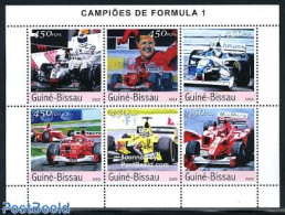 Guinea Bissau 2003 F1 Champions 6v M/s, Mint NH, Sport - Transport - Autosports - Sport (other And Mixed) - Automobiles - Voitures
