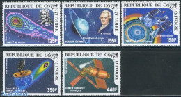 Ivory Coast 1986 Halleys Comet 5v, Mint NH, Science - Transport - Astronomy - Computers & IT - Space Exploration - Hal.. - Neufs