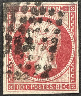 YT 17B 1853-60 (léger Clair NE) Napoléon III 80c Rose (côte 60 €) France – 9krlot - 1853-1860 Napoléon III