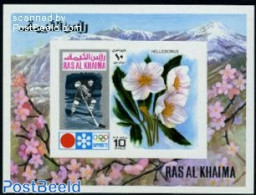 Ras Al-Khaimah 1972 Olympic Winter Games S/s Imperforated, Mint NH, Nature - Sport - Flowers & Plants - Ice Hockey - O.. - Eishockey