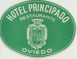 Etiquette De Bagage  Label Valise Etiqueta Hotel  Principado  Oviedo  (espagne) Dessin Armoiries - Reclame