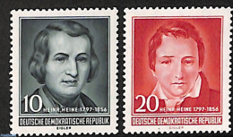 Germany, DDR 1956 Heinrich Heine 2v, Mint NH, Art - Authors - Neufs
