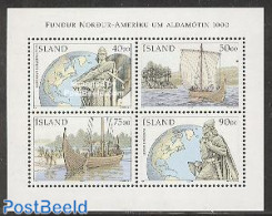 Iceland 2000 Discovery Of America S/s, Mint NH, History - Transport - Various - Explorers - History - Ships And Boats .. - Ongebruikt
