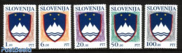 Slovenia 1992 Definitives, State Coat Of Arms 5v, Mint NH, History - Coat Of Arms - Slovenië