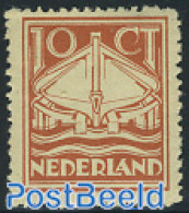 Netherlands 1924 10c Redbrown, Stamp Out Of Set, Unused (hinged), Transport - Ships And Boats - Ongebruikt