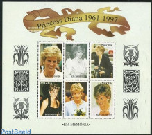 Angola 1998 Death Of Diana 6v M/s, Smiling, Mint NH, History - Charles & Diana - Kings & Queens (Royalty) - Royalties, Royals