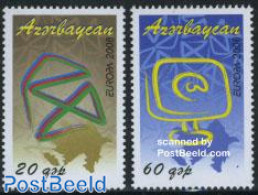 Azerbaijan 2008 Europa, Letters 2v, Mint NH, History - Various - Europa (cept) - Maps - Geography