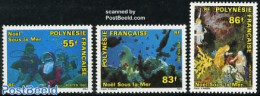 French Polynesia 1991 Christmas 3v, Mint NH, Nature - Religion - Sport - Fish - Christmas - Diving - Ungebraucht