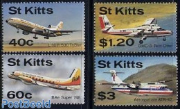 Saint Kitts/Nevis 1987 Aeroplanes 4v, Mint NH, Transport - Aircraft & Aviation - Vliegtuigen