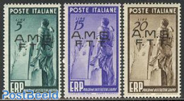 Trieste A-Zone 1949 Marshall Plan (ERP) 3v, Mint NH, History - Transport - Europa Hang-on Issues - Ships And Boats - Idee Europee