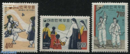 Korea, South 1967 Folklore 3v, Mint NH, Sport - Various - Badminton - Shooting Sports - Folklore - Badminton