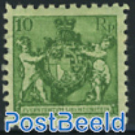 Liechtenstein 1921 10Rp, Perf. 9.5, Stamp Out Of Set, Mint NH, History - Coat Of Arms - Nuovi