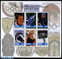 Guyana 1997 Olympic Winter Games 6v M/s, Mint NH, Sport - Olympic Winter Games - Skiing - Sci