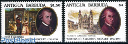 Antigua & Barbuda 1991 Mozart 2v, Mint NH, Performance Art - Amadeus Mozart - Music - Music