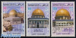Abu Dhabi 1972 Jerusalem 3v, Mint NH, Religion - Churches, Temples, Mosques, Synagogues - Kirchen U. Kathedralen