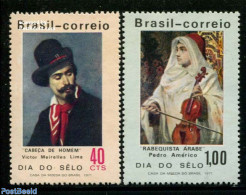 Brazil 1971 Stamp Day 2v, Mint NH, Performance Art - Music - Stamp Day - Art - Paintings - Neufs