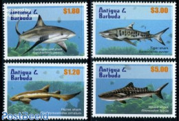 Antigua & Barbuda 2010 Sharks 4v, Mint NH, Nature - Fish - Sharks - Fische